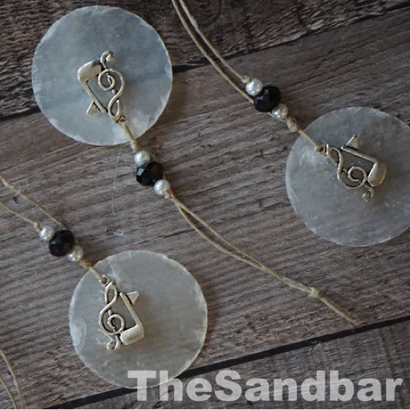 Music Note Shell Ornaments Beach House Capiz Chorus Teacher Music Teacher Gift - Picture 1 of 4